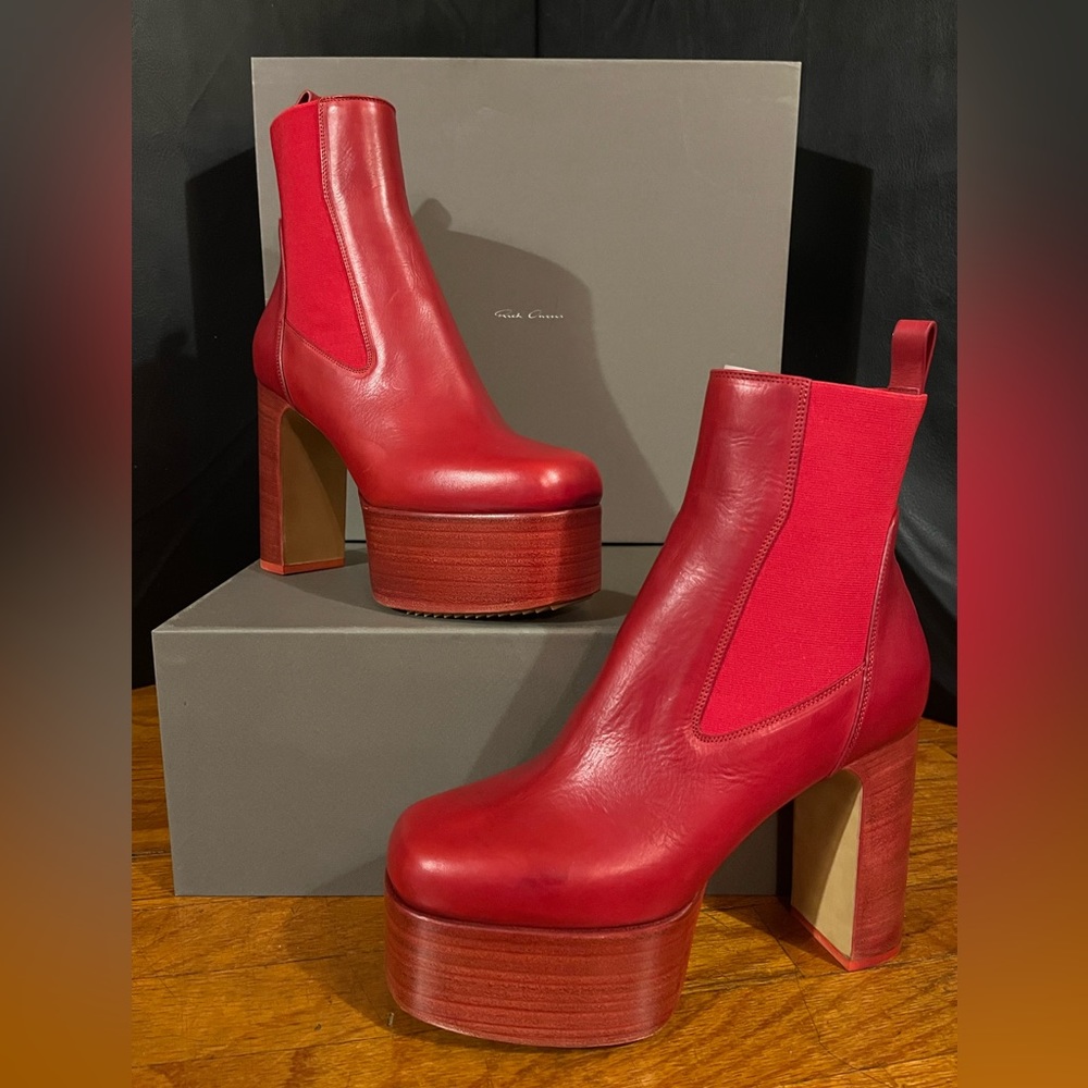 Sold - Rick Owens Platform Boots - Cardinal Red - 40 EU/IT